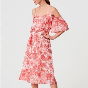 Ann Taylor Loft Floral Cold Shoulder Midi Dress